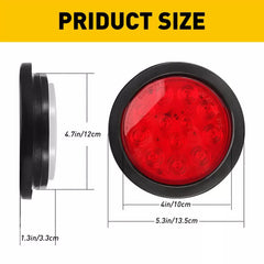 2x Red LED 4" Round Truck Trailer Tail Stop Turn Brake Lights Chrome Grommet EOA 6B93BC-57 [2]