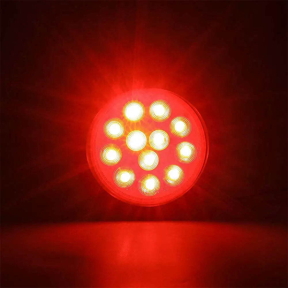 2x Red LED 4" Round Truck Trailer Tail Stop Turn Brake Lights Chrome Grommet EOA 6B93BC-57 [8]