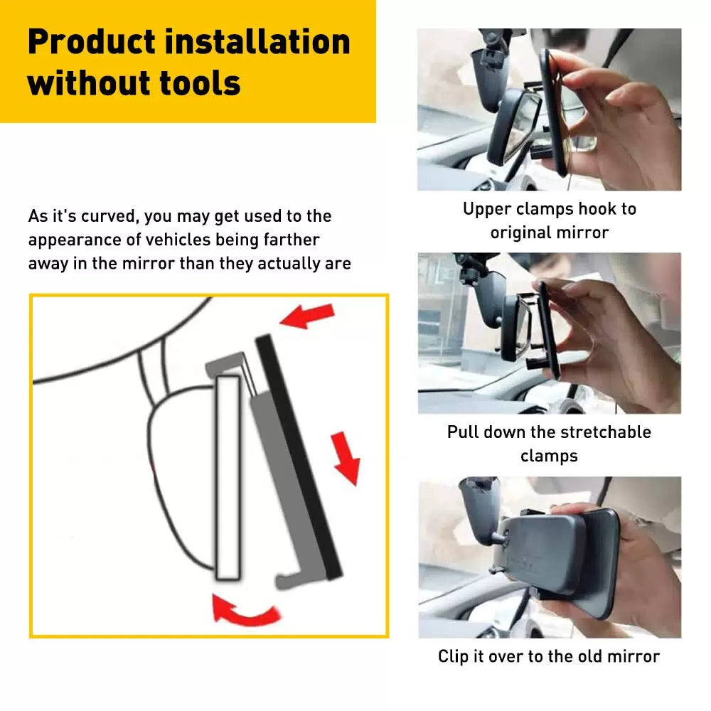 300MM Wide Convex Interior Clip On Rear View Mirror Clear Universal Wide-angle 6B93BC-57 [8]