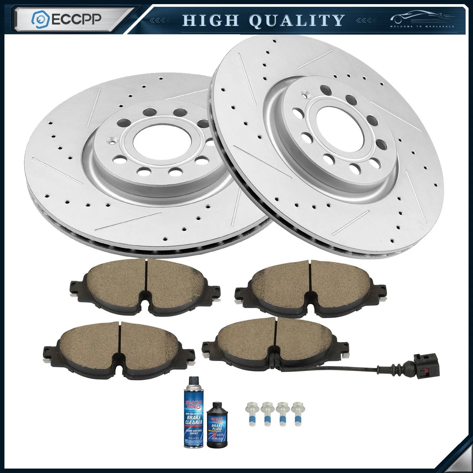 312mm Front Drilled Brake Rotors Ceramic Pads for 2015-18 VW GTI 2017 2018 Golf KOEEP [1]