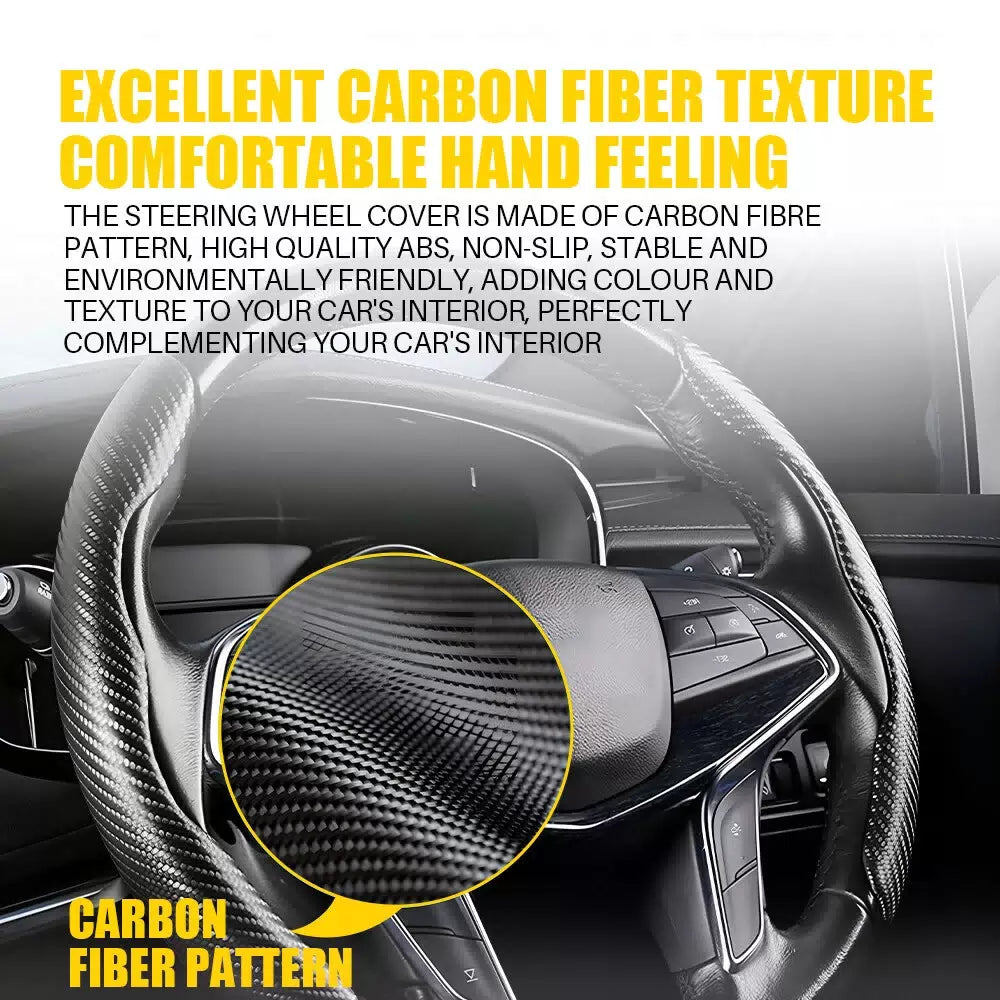37-38cm Carbon Fiber Red/Black/Brown Steering Wheel Cover Protector Non-Slip EOA 6B93BC-57 [9]
