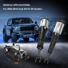 3PCS Front Air Suspension Shock + Compressor For 2002-2010 Audi A8 D3 S8 Quattro KOEEP [2]