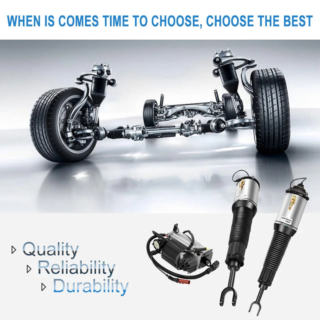 3PCS Front Air Suspension Shock + Compressor For 2002-2010 Audi A8 D3 S8 Quattro KOEEP [4]
