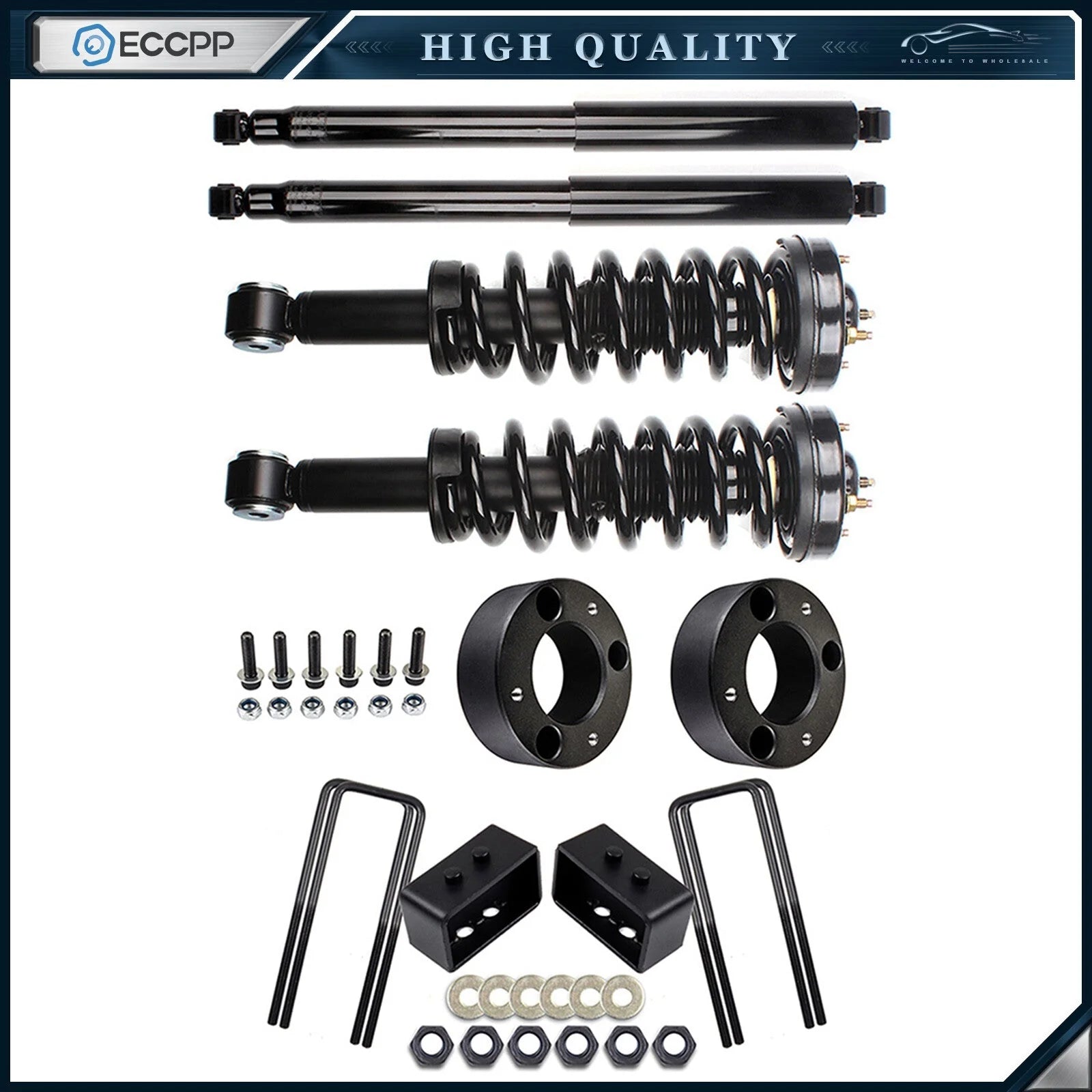3 inch Front & Rear Leveling Kit & 4X Struts Shocks For Ford F150 2009-2012 2WD 6B93BC-57 [1]