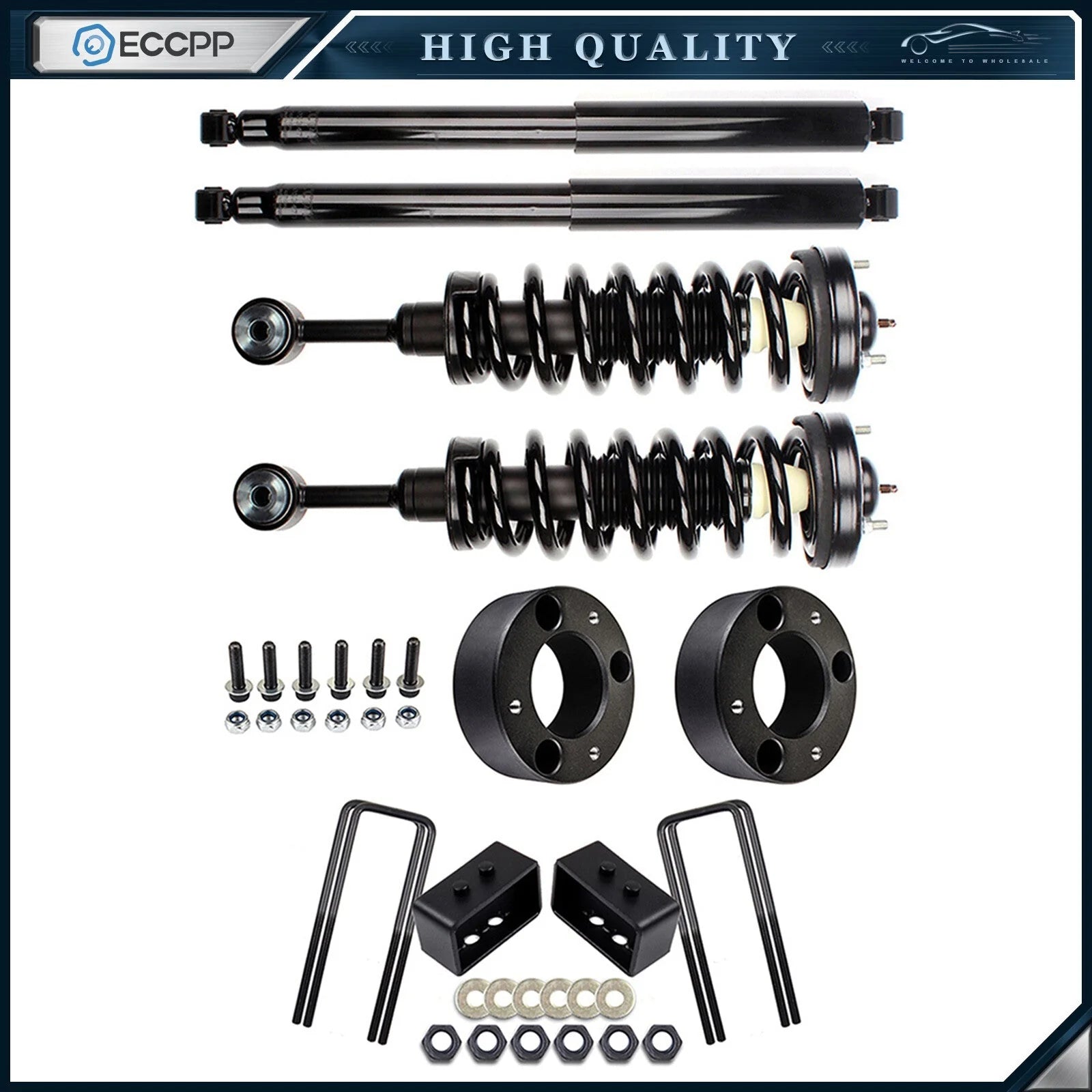 3 inch Front & Rear Leveling Kit & 4X Struts Shocks For Ford F-150 2004-2008 4WD 6B93BC-57 [1]