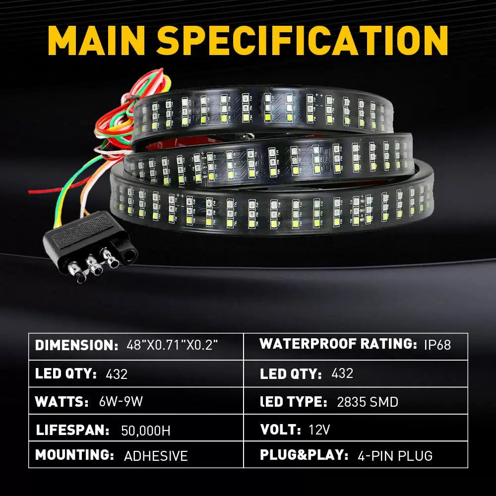 48" Truck Tailgate LED Light Bar Brake Reverse Turn Signal Stop Tail Strip EOA 6B93BC-57 [6]