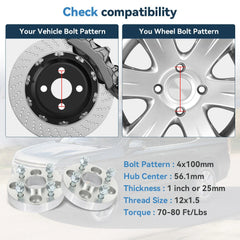 4P 1 inch Hubcentric Wheel Spacers 4x100 12x1.5 For Honda Civic Mini Cooper 4Lug 6B93BC-57 [2]