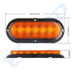 4Pair (Red, Amber) Surface Mount Oval Stop Turn Signal Tail Brake Marker Lights KOEEP [3]