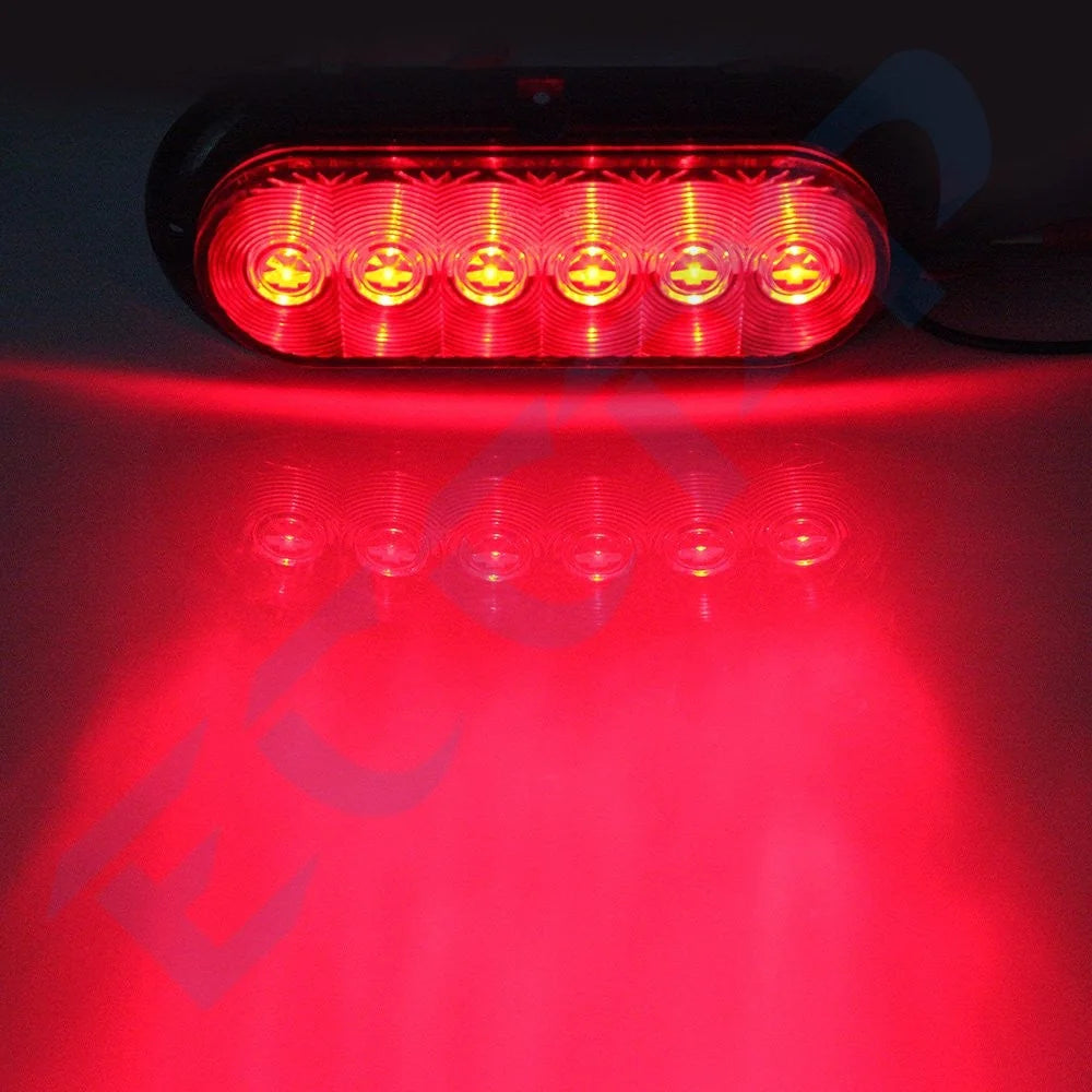 4Pair (Red, Amber) Surface Mount Oval Stop Turn Signal Tail Brake Marker Lights KOEEP [8]