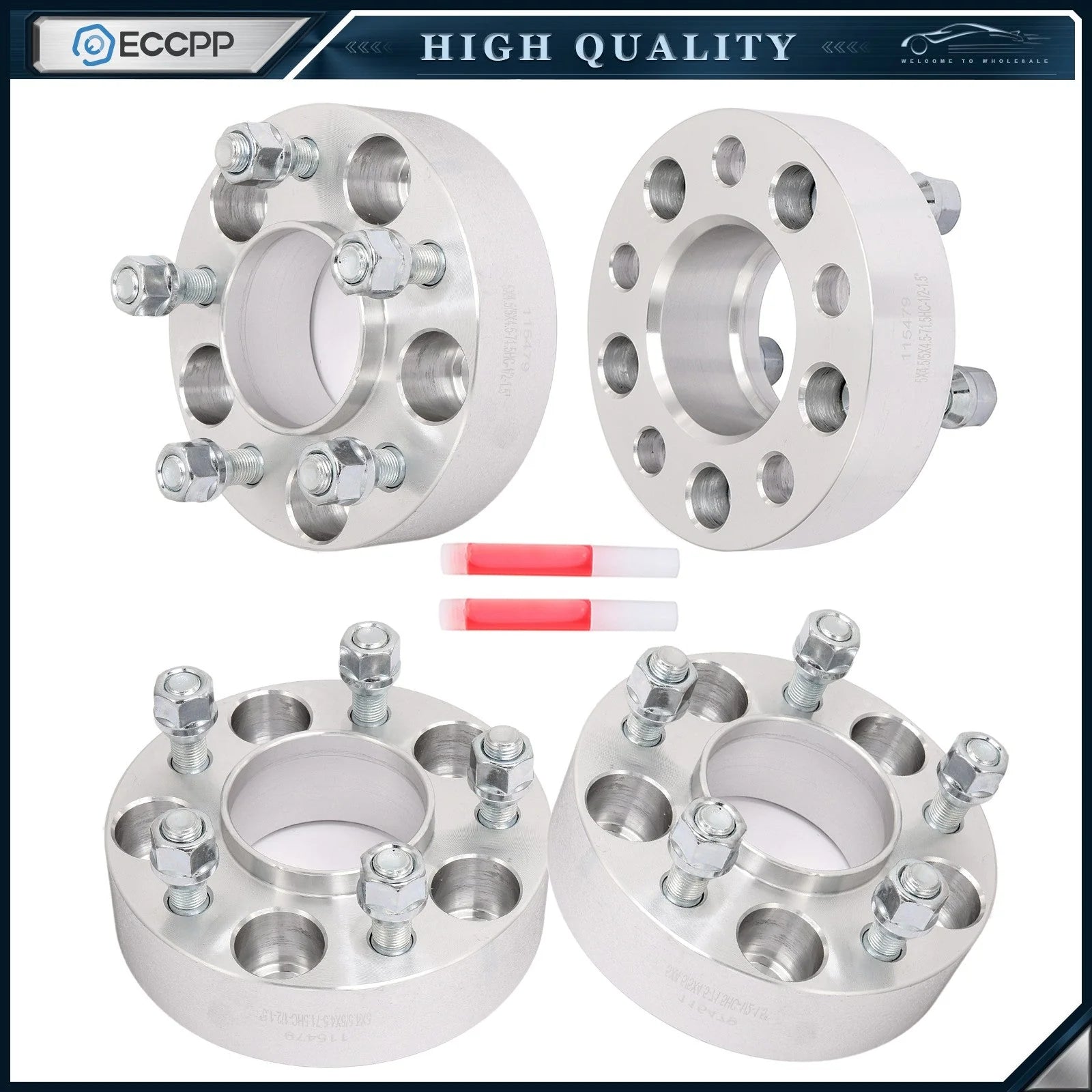 4Pcs 1.5" 5x4.5 5x114.3 Hubcentric Wheel Spacers 1/2"x20 For Jeep Wrangler YJ TJ 6B93BC-57 [1]