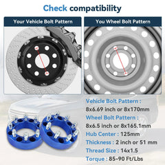 4Pcs 2" 8x170 to 8x6.5 Wheel Adapters 14x1.5 For Ford F-250 to Chevy 8 Lug Wheel 6B93BC-57 [2]