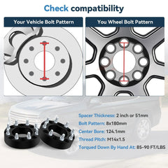 4Pcs 2" Wheel Spacers 8x180 14x1.5 For Chevy Silverado 2500 HD 3500 HD 2011-2025 6B93BC-57 [2]