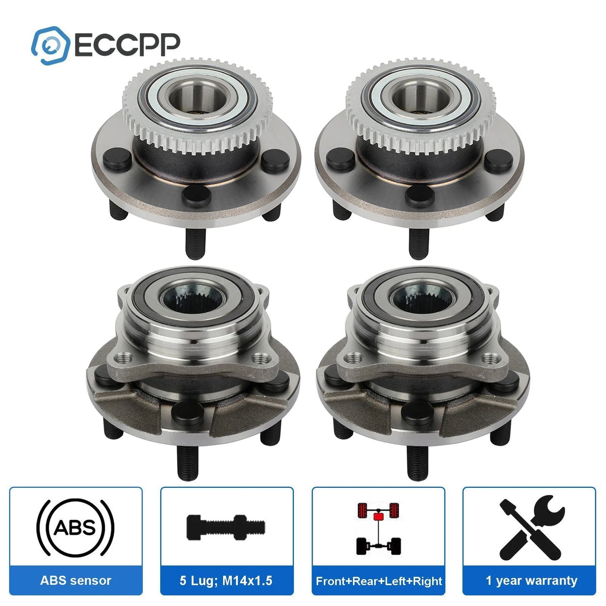 4Pcs Front Rear Wheel Hub Bearings Assembly For Ford Mustang RWD 2015 2016-2020 KOEEP [1]