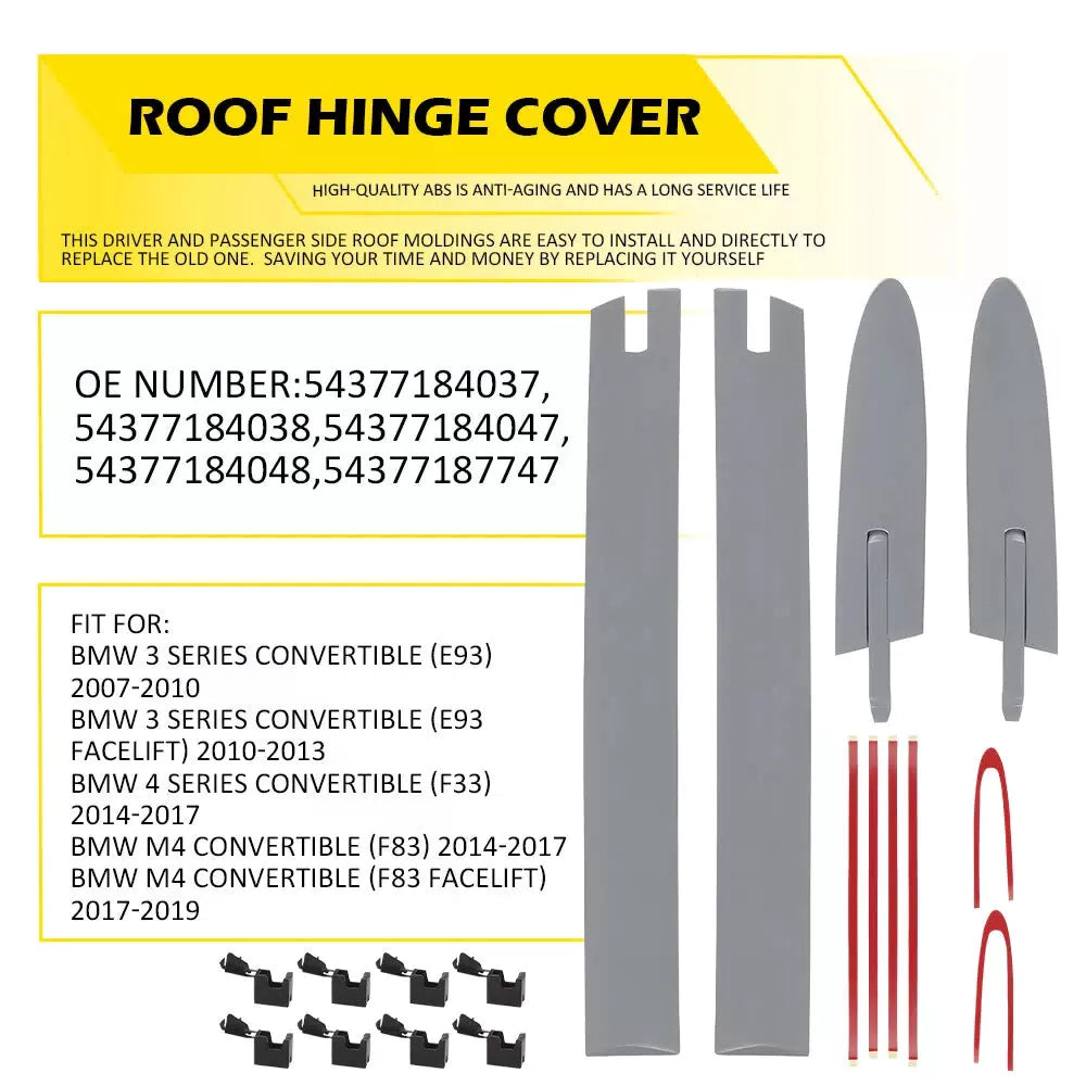 4Pcs Left+Right Convertible Roof Top Hinge Cover Fits BMW E93 335i M3 M4 F83 EOA 6B93BC-57 [1]