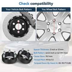 4X 2 inch Hubcentric Wheel Spacers 6x5.5 For Chevy Suburban Silverado 1500 Tahoe 6B93BC-57 [2]