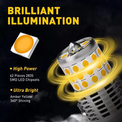 4X AUXITO 7440 7444 CANBUS Anti Hyper Flash Amber LED Turn Signal Light 42SMD EA AUXITO [3]