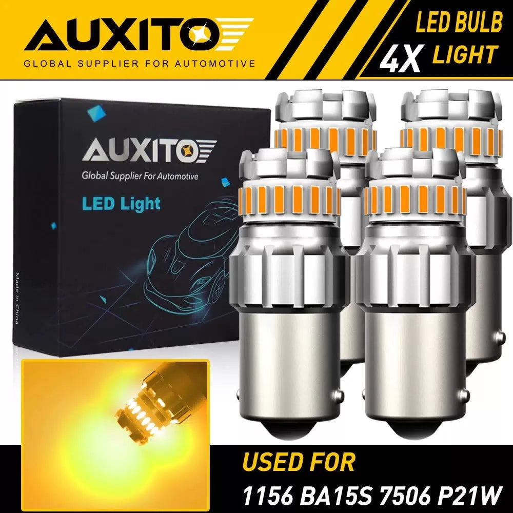4X AUXITO Amber 7506 1156 LED Turn Signal Light Canbus BA15S Parking Bulbs EOA AUXITO [1]