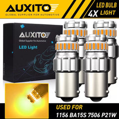 4X AUXITO Amber 7506 1156 LED Turn Signal Light Canbus BA15S Parking Bulbs EOA AUXITO [1]