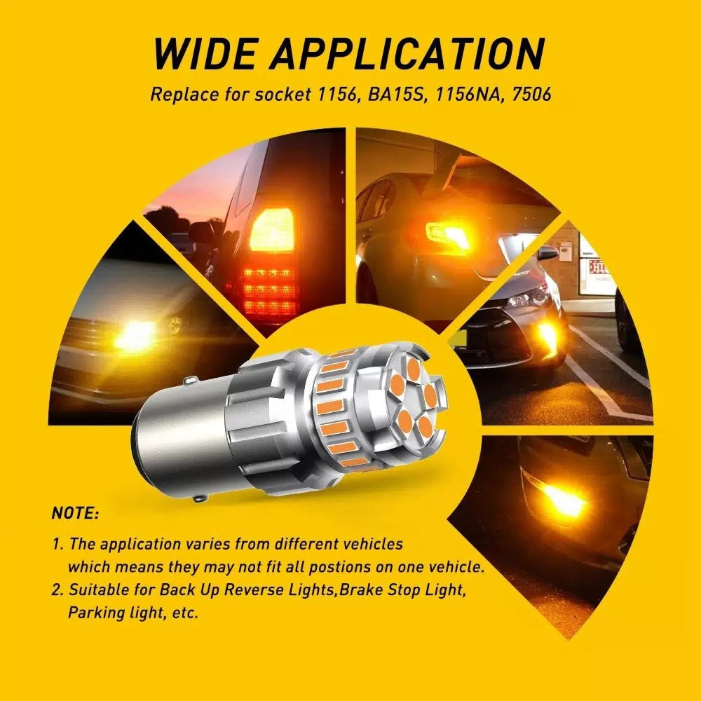4X AUXITO Amber 7506 1156 LED Turn Signal Light Canbus BA15S Parking Bulbs EOA AUXITO [4]