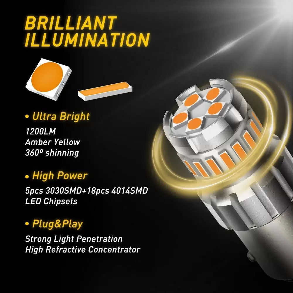 4X AUXITO Amber 7506 1156 LED Turn Signal Light Canbus BA15S Parking Bulbs EOA AUXITO [6]