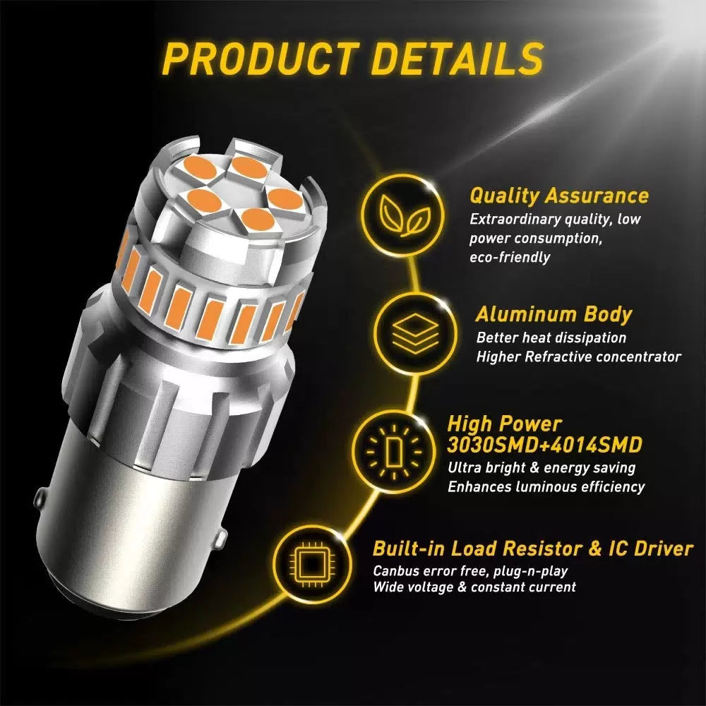 4X AUXITO Amber 7506 1156 LED Turn Signal Light Canbus BA15S Parking Bulbs EOA AUXITO [7]