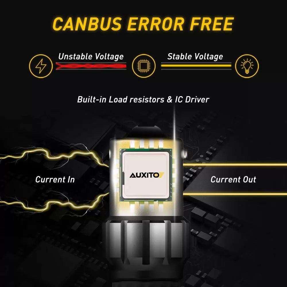 4X AUXITO Amber 7506 1156 LED Turn Signal Light Canbus BA15S Parking Bulbs EOA AUXITO [9]