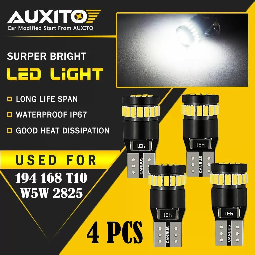 4X AUXITO T10 168 2825 194 LED License Plate Light Bulb 6000K Bright White EOA AUXITO [1]