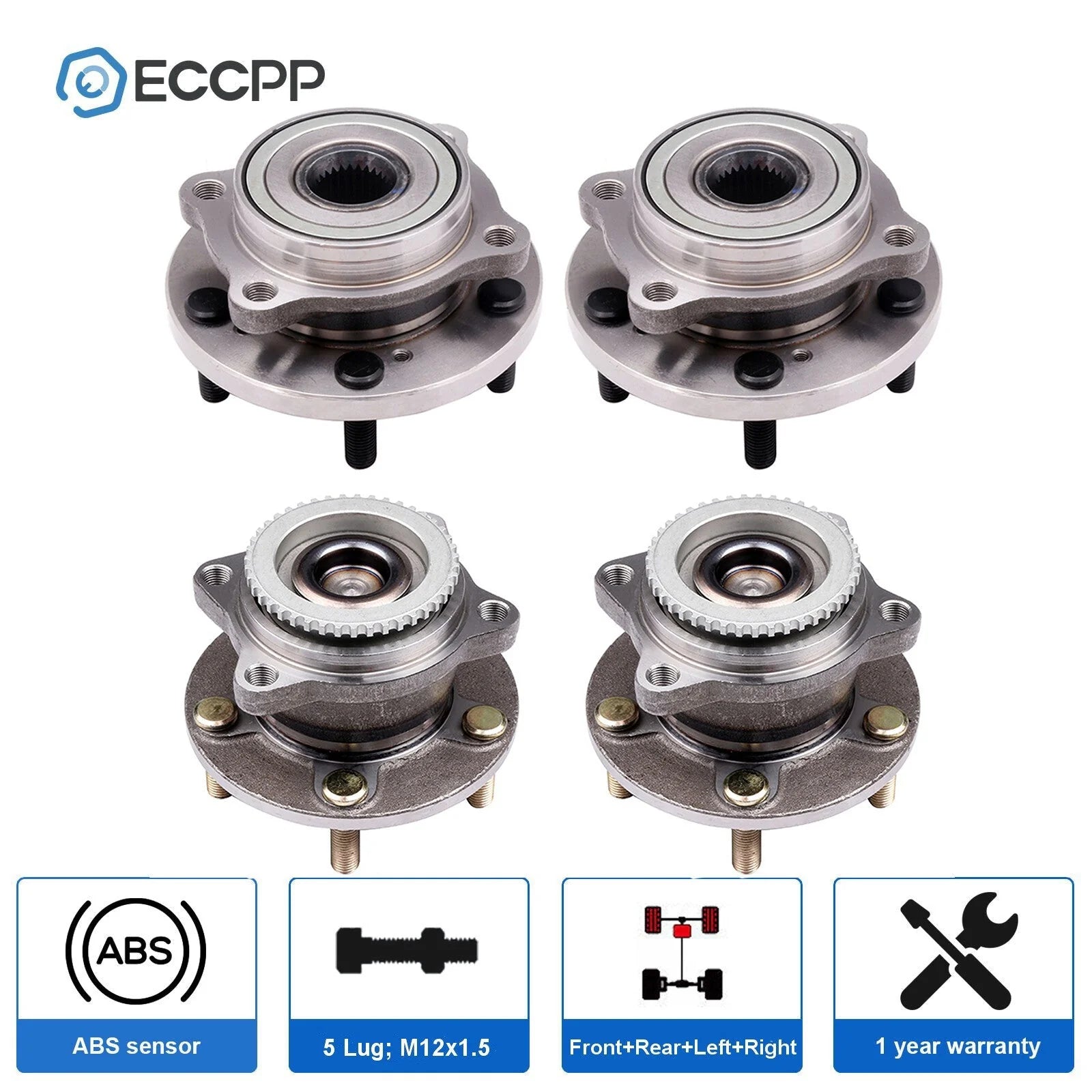 4X Front Rear Wheel Hub Bearings FWD For Mitsubishi Endeavor 2004-2008 2010 2011 KOEEP [1]