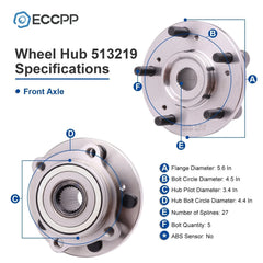 4X Front Rear Wheel Hub Bearings FWD For Mitsubishi Endeavor 2004-2008 2010 2011 KOEEP [2]