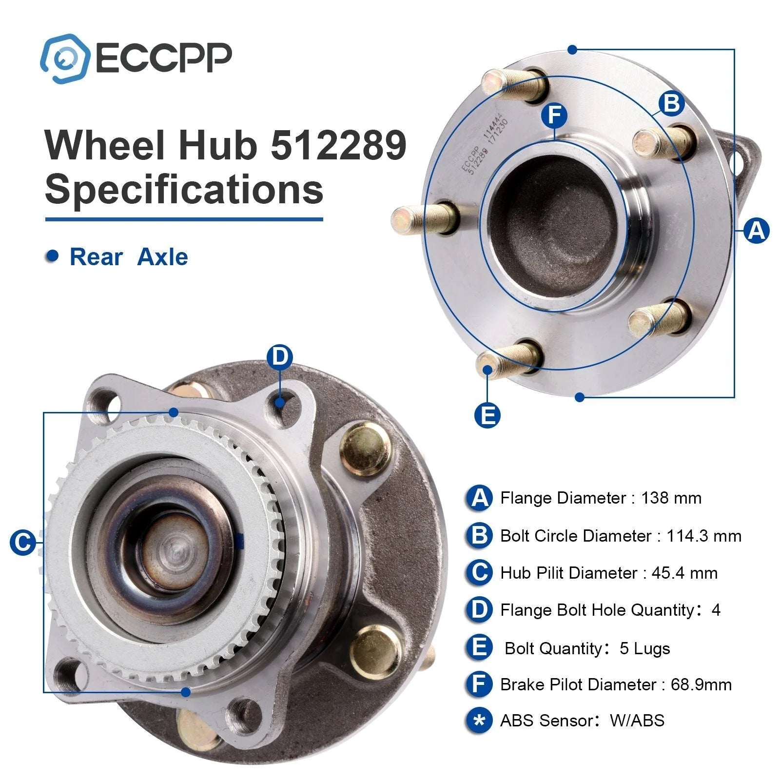 4X Front Rear Wheel Hub Bearings FWD For Mitsubishi Endeavor 2004-2008 2010 2011 KOEEP [3]