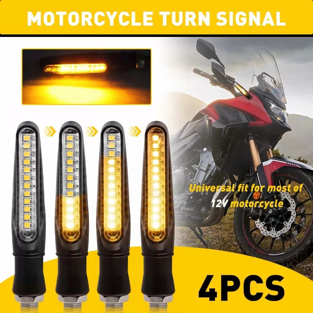 4X Sequential Motorcycle LED Turn Signal Light Blinker Indicator Amber Universal 6B93BC-57 [1]