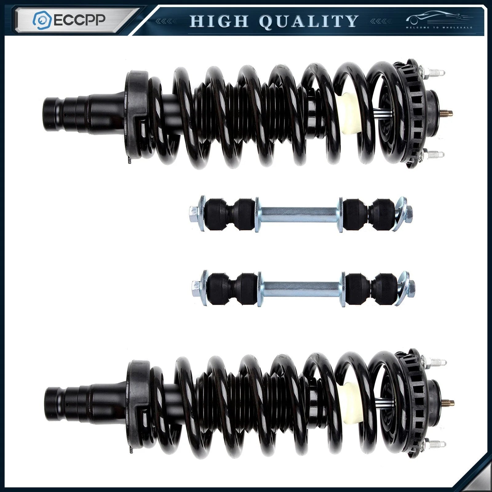 4 Front Complete Strut + Sway Bar Link Kit for 08 09 GMC Envoy Chevy Trailblazer KOEEP [1]