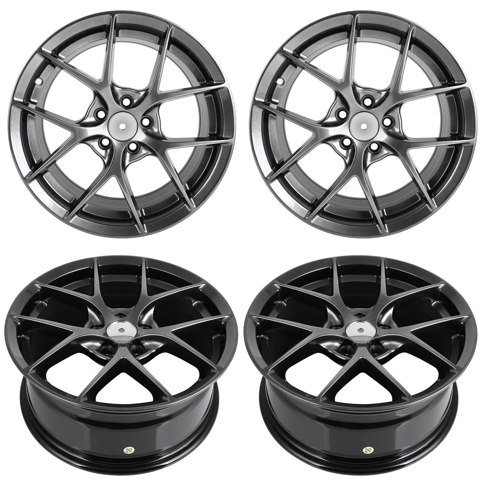 4 Pack Hyper Black 16x7 inch 5x100 PCD 38mm Offset Wheel Rim 6B93BC-57 [1]