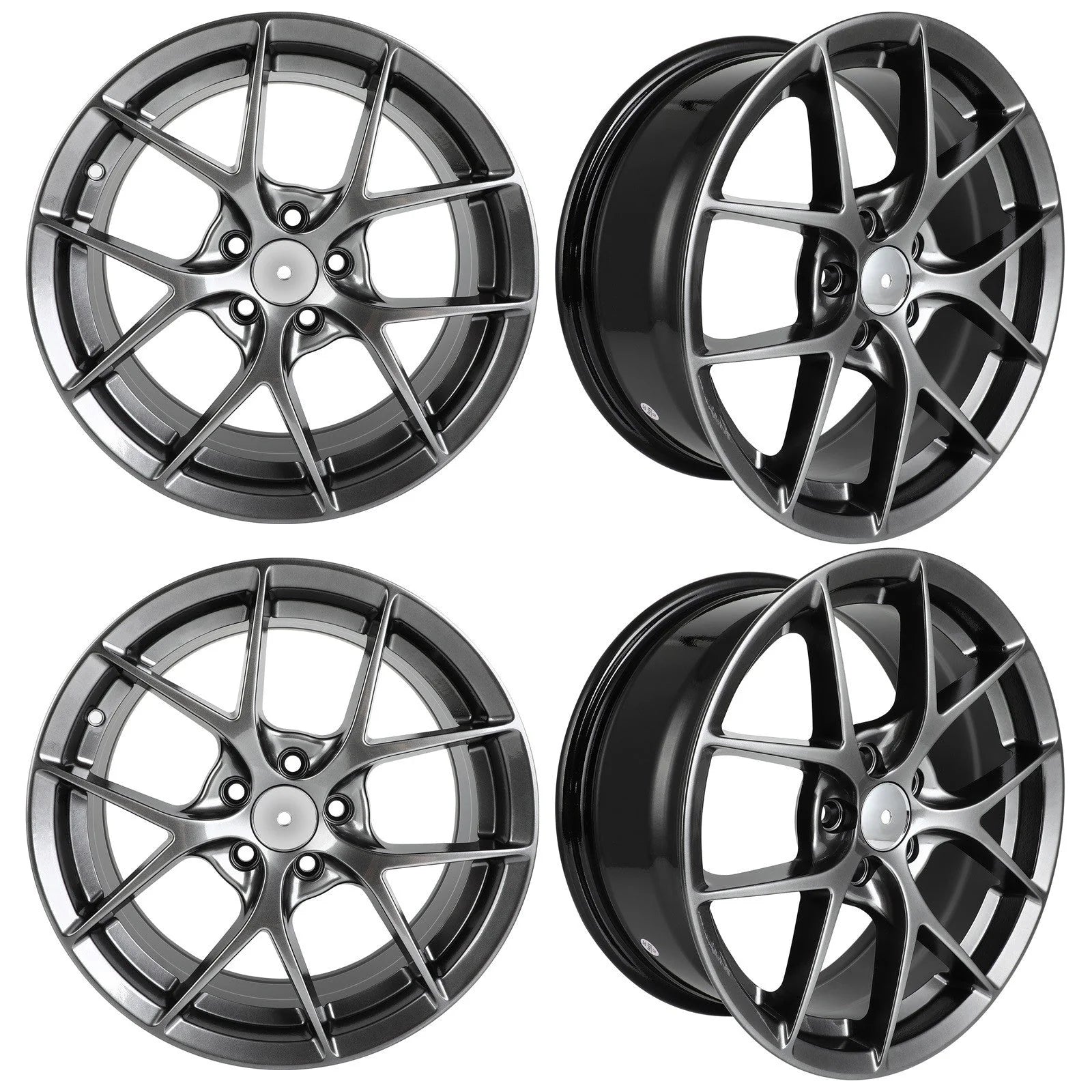 4 Pack Hyper Black 16x7 inch 5x100 PCD 38mm Offset Wheel Rim 6B93BC-57 [10]