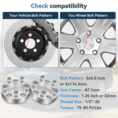 4 Pcs 1.25" 5x4.5 5x114.3 Wheel Spacers 1/2"x20 For Ford Explorer Ranger Mustang 6B93BC-57 [2]