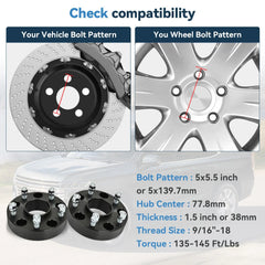 4 Pcs 1.5" 5x5.5 Hub Centric Wheel Spacers 9/16"x18 For Dodge Ram 1500 Dakota 6B93BC-57 [2]