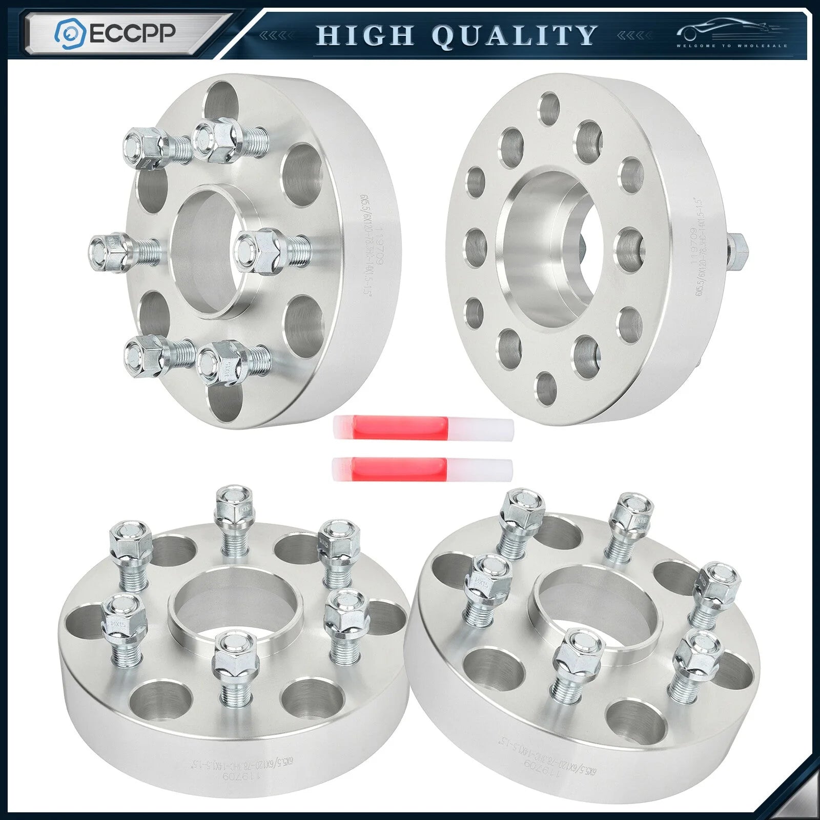 4 Pcs 1.5" 6x5.5 to 6x120 Conversion Wheel Adapters 14x1.5 For Chevy GMC 6 Lug 6B93BC-57 [1]