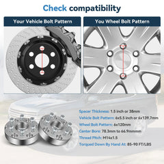 4 Pcs 1.5" 6x5.5 to 6x120 Conversion Wheel Adapters 14x1.5 For Chevy GMC 6 Lug 6B93BC-57 [2]