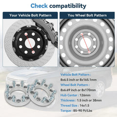 4 Pcs 1.5" 8x6.5 to 8x170 Conversion Wheel Adapters For Chevy GMC to Ford 8 Lug 6B93BC-57 [2]