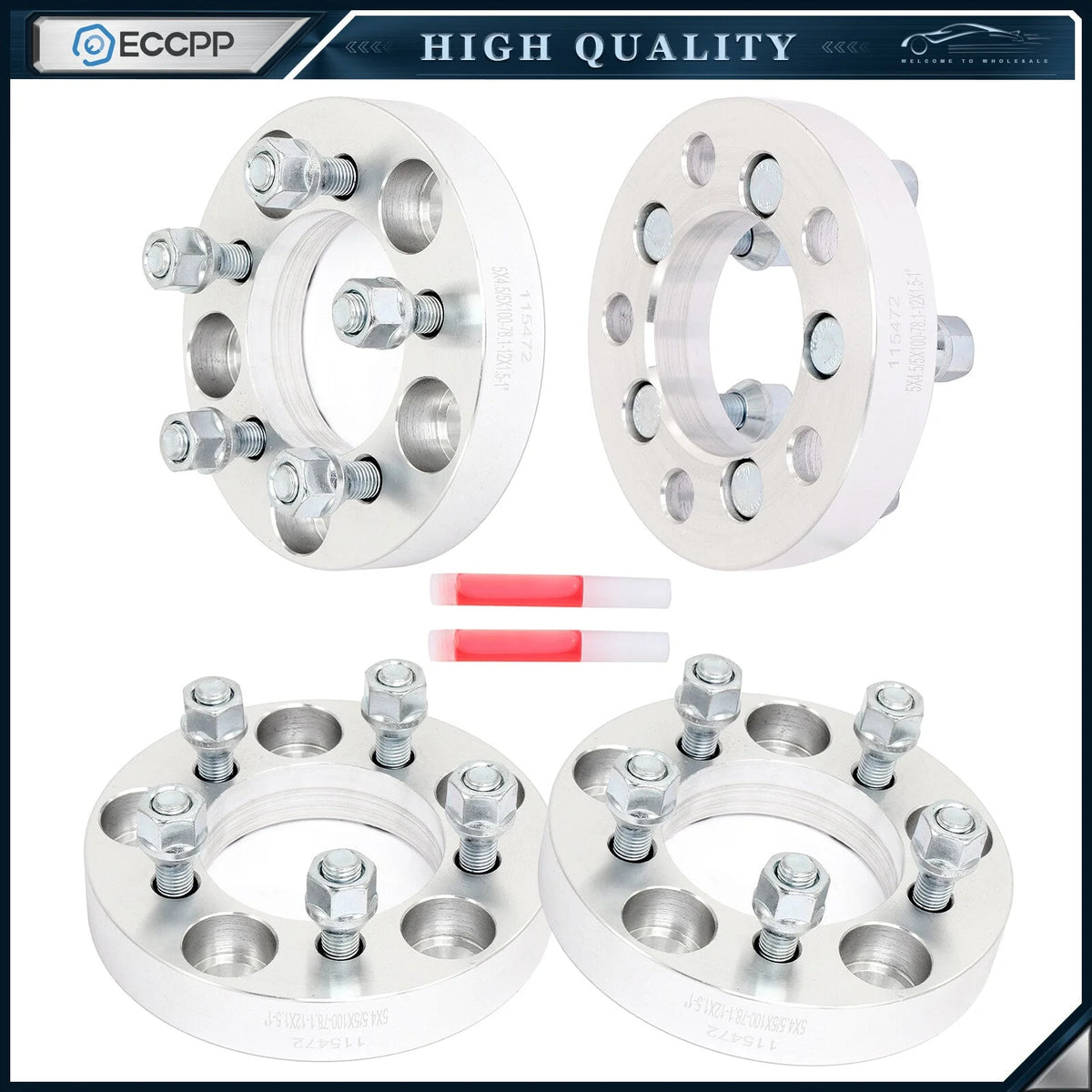 4 Pcs 1" 5x4.5 to 5x100 Wheel Adapters 12x1.5 For Toyota Honda 5x114.3 to 5x100 6B93BC-57 [1]