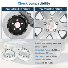 4 Pcs 1" 5x4.5 to 5x100 Wheel Adapters 12x1.5 For Toyota Honda 5x114.3 to 5x100 6B93BC-57 [2]