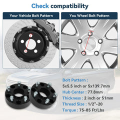 4 Pcs 2" 5x5.5 Hub Centric Wheel Spacers 1/2"x20 For 1994-2001 Dodge Ram 1500 6B93BC-57 [2]
