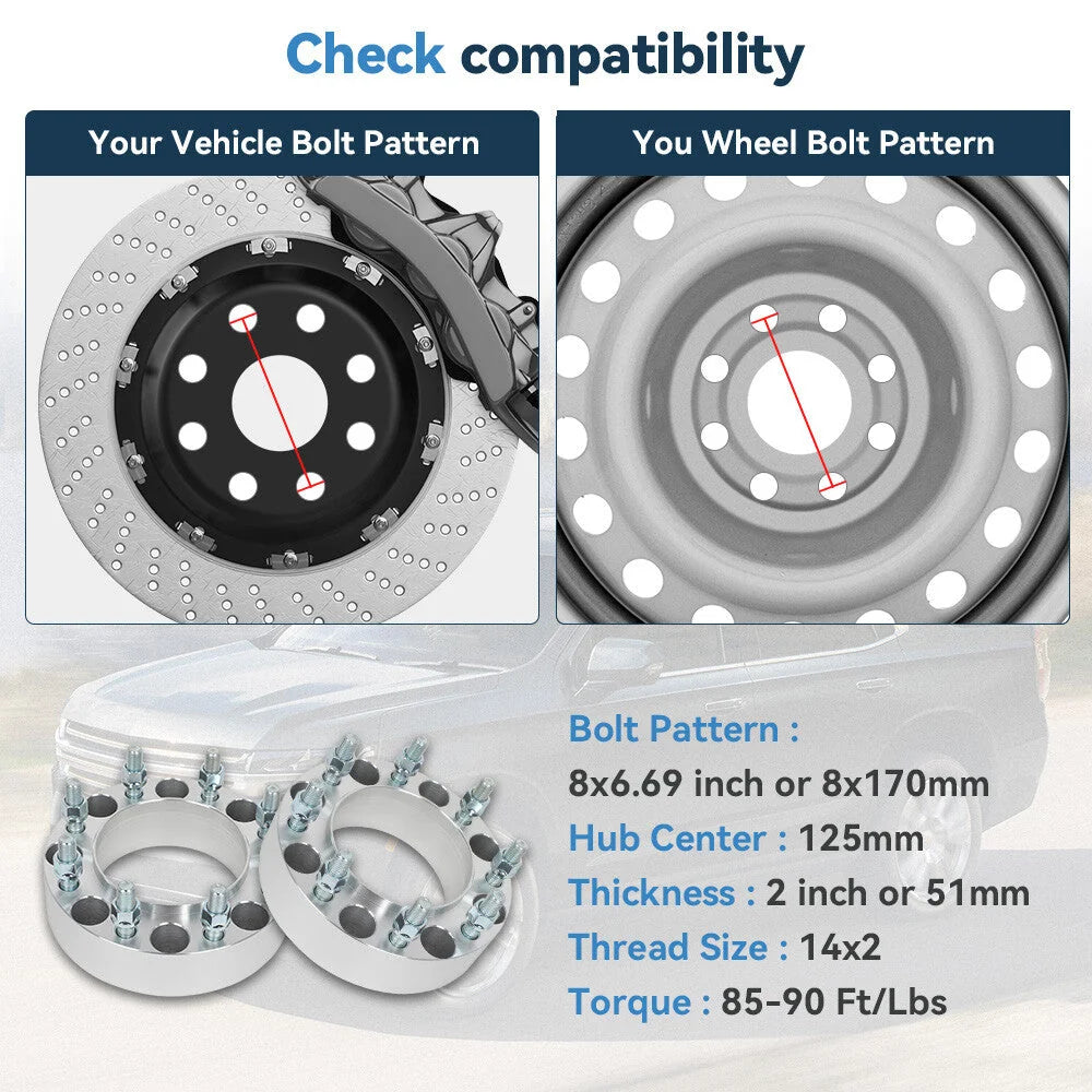 4 Pcs 2" 8x170 Hub Centric Wheel Spacers 14x2 For Ford F250 F350 Super Duty SRW 6B93BC-57 [2]
