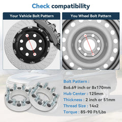 4 Pcs 2" 8x170 Hub Centric Wheel Spacers 14x2 For Ford F250 F350 Super Duty SRW 6B93BC-57 [2]
