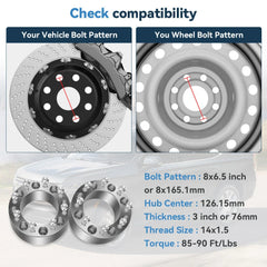 4 Pcs 3" 8x6.5 Wheel Spacers 14x1.5 For Chevy Silverado GMC Sierra 2500 3500 HD 6B93BC-57 [2]