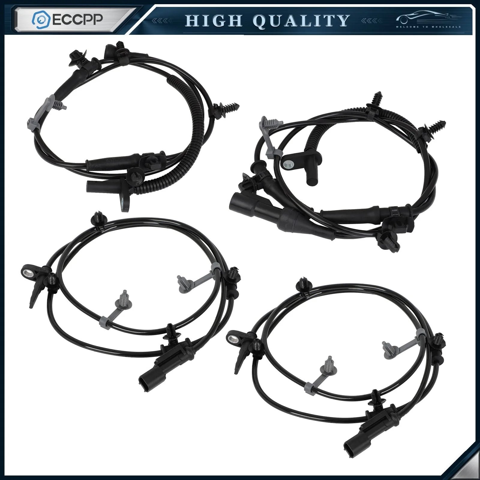 4 Pcs Front & Rear ABS Wheel Speed Sensors For 2011-2012 Ford Edge Lincoln MKX 6B93BC-57 [1]