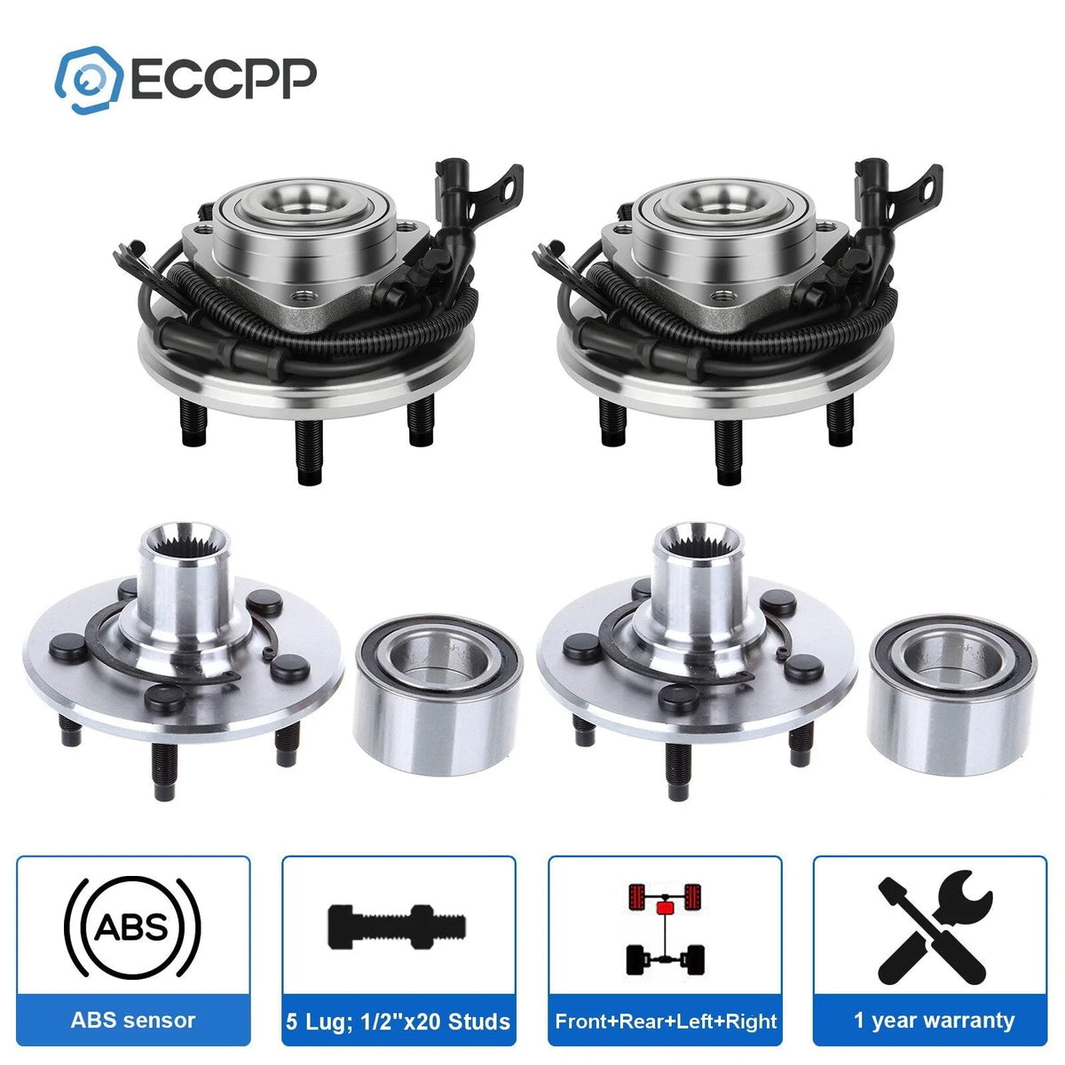 4 Pcs Front & Rear Wheel Hub Bearings Assembly For Ford Explorer 2006-2009 2010 6B93BC-57 [1]