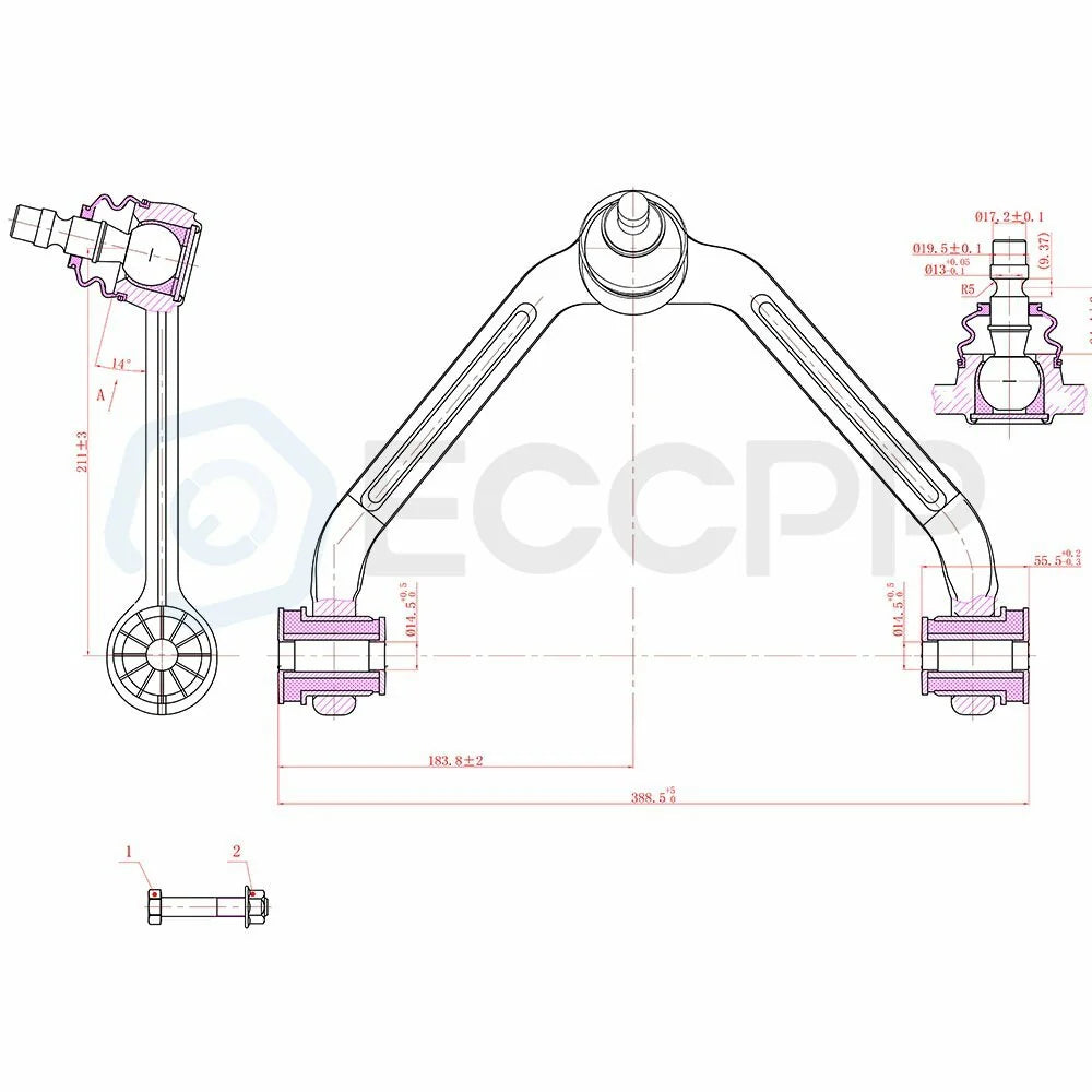 4 Upper Control Arm Lower Ball Joints Suspension Kit For 1998-2001 Ford Ranger KOEEP [3]