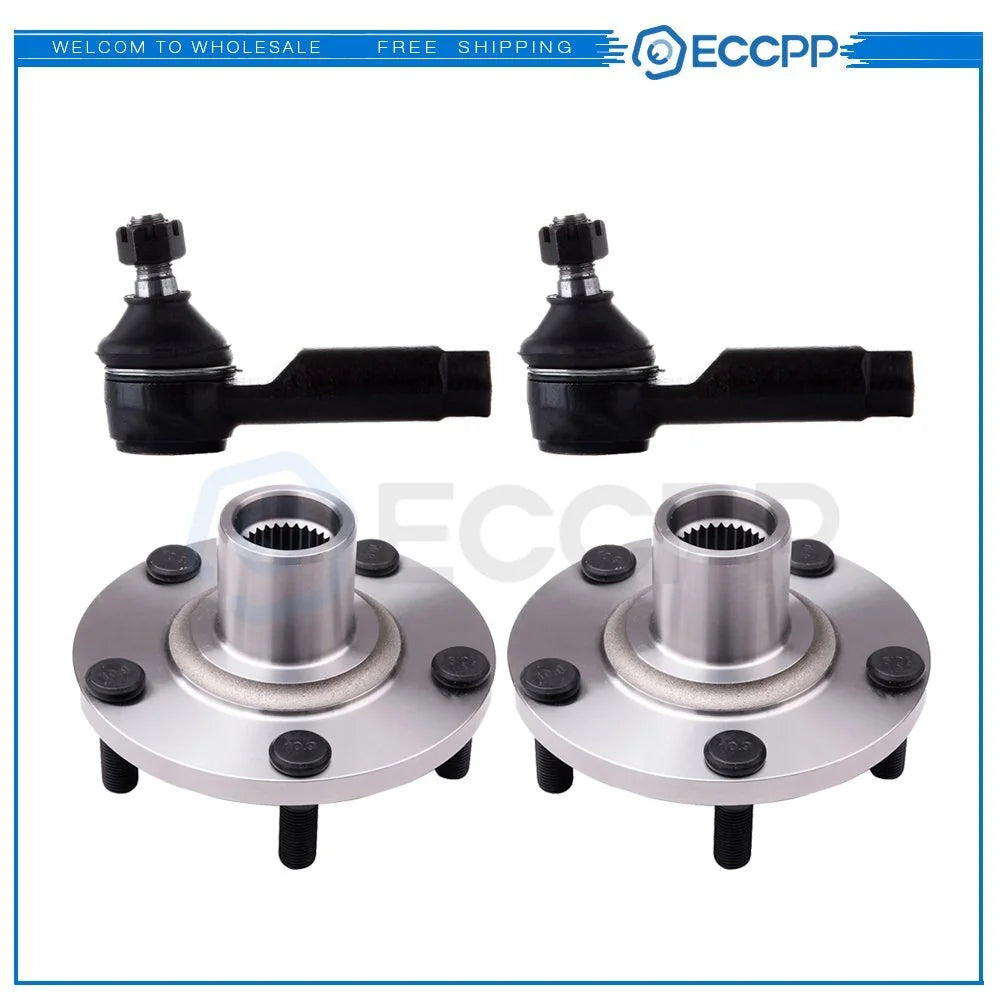 4pc: Steering Parts 2 Wheel Hub and Bearings + 2 Outer Tie Rods Ends KOEEP [1]