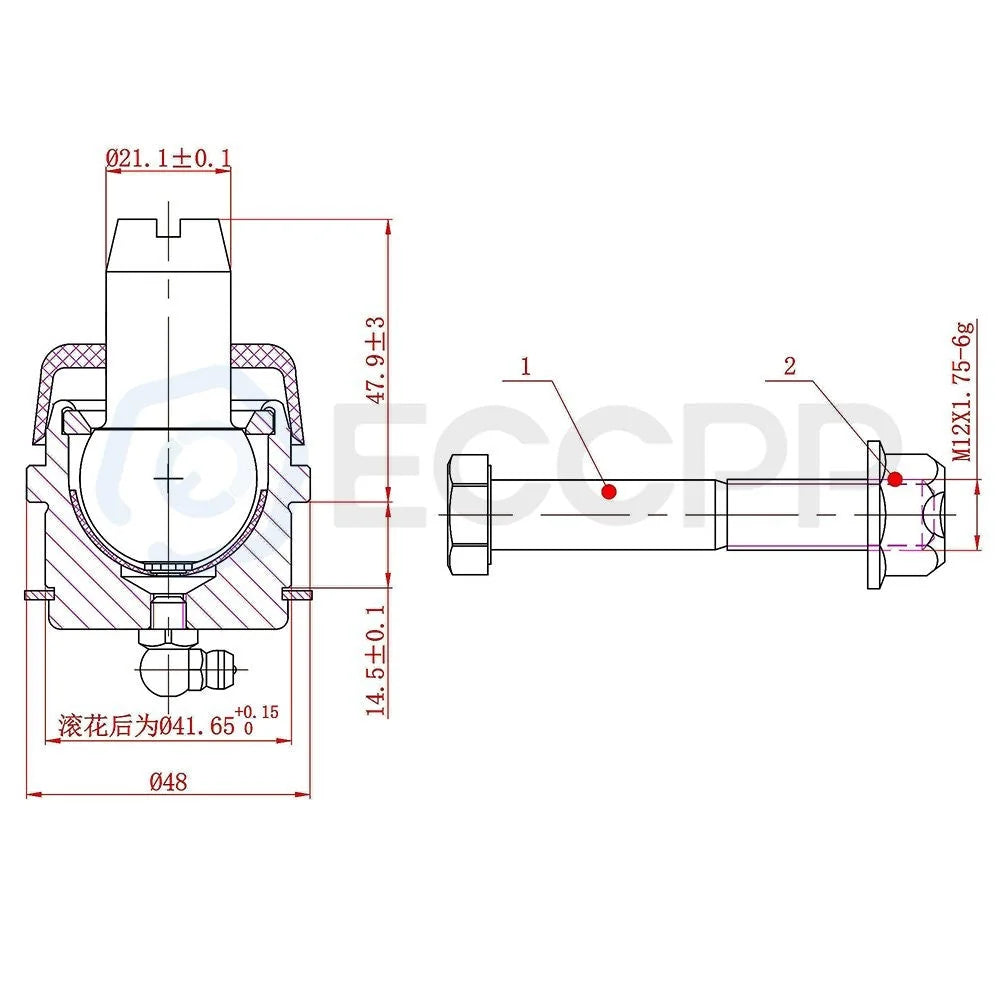 4pcs Front Upper Lower Ball Joints Kit For 1999-2012 Ford F-250 350 Super Duty KOEEP [3]